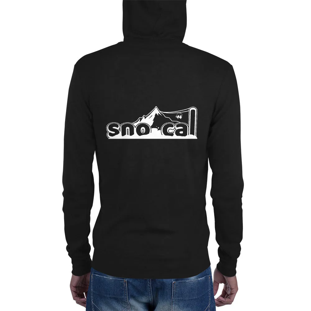 Sno Cal™ Unisex zip lightweight hoodie with black lettering logo