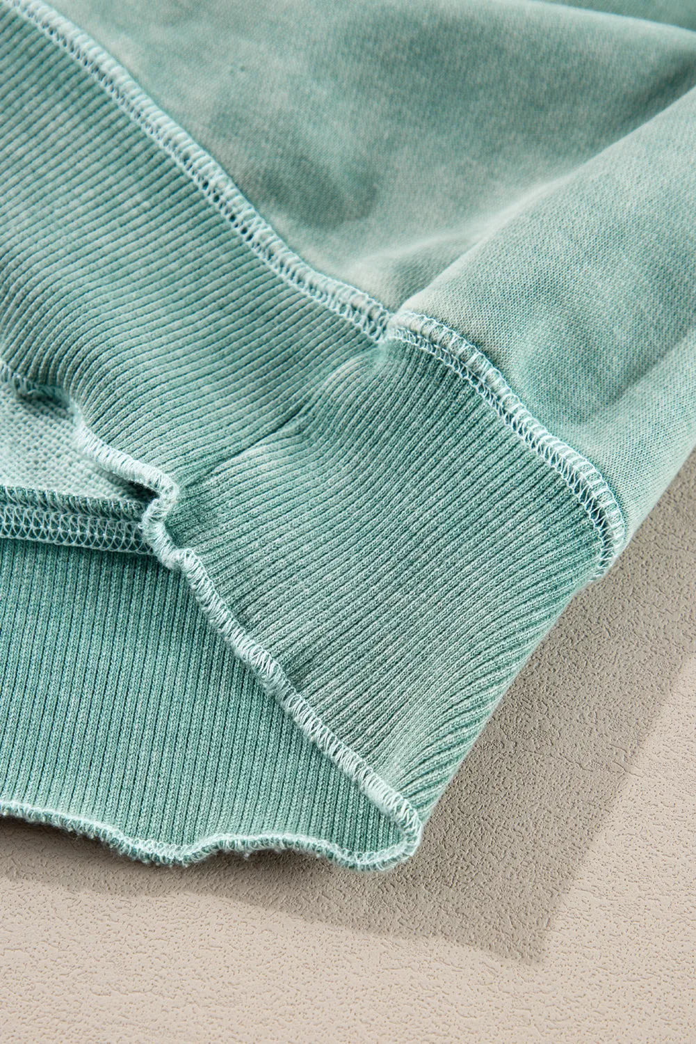 Solid Waffle Knit Patchwork Sweatshirt