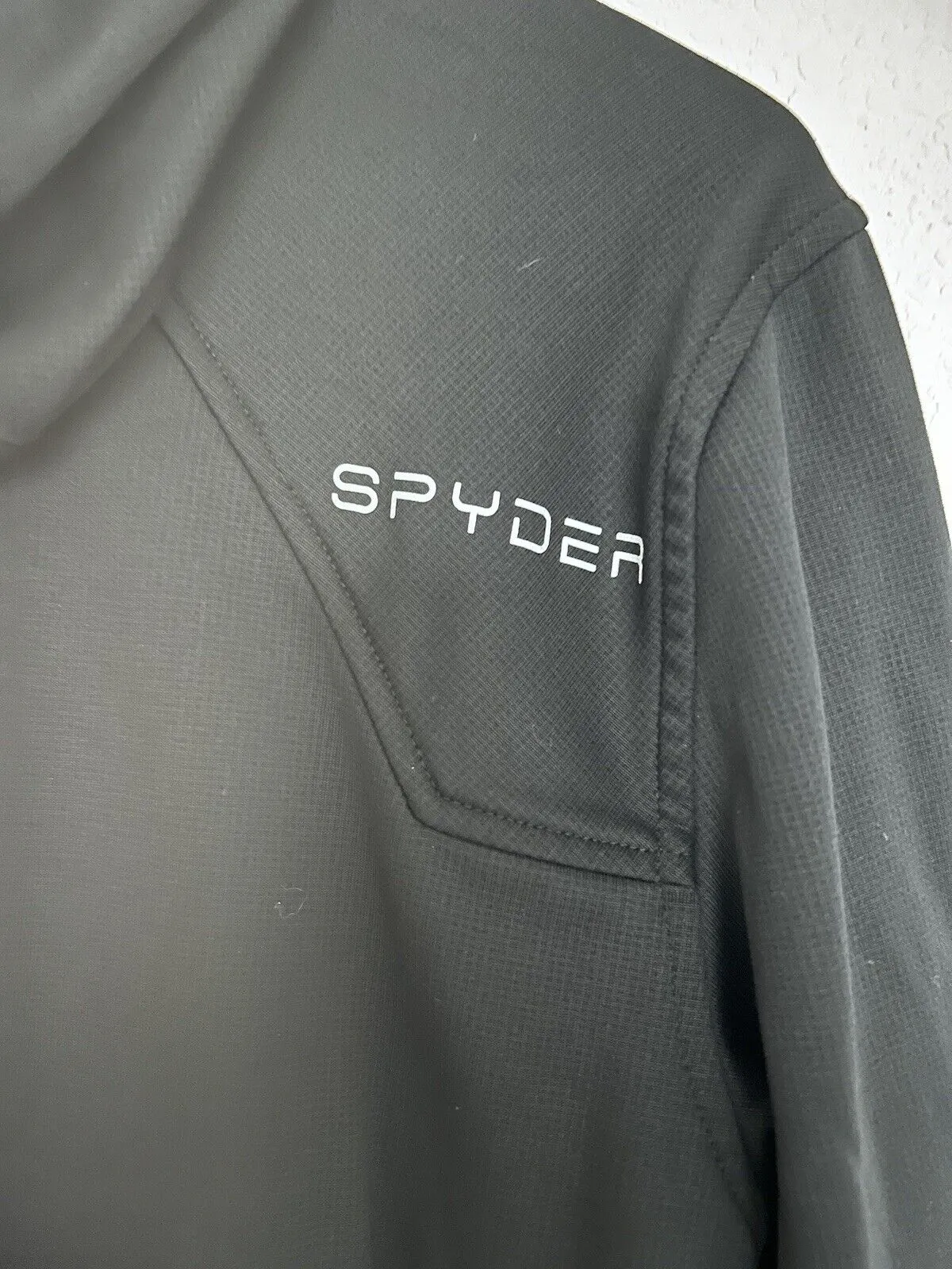 Spyder Mens Black HydroWeb Waterproof Sz M Zip Front Soft Shell Hooded Jacket
