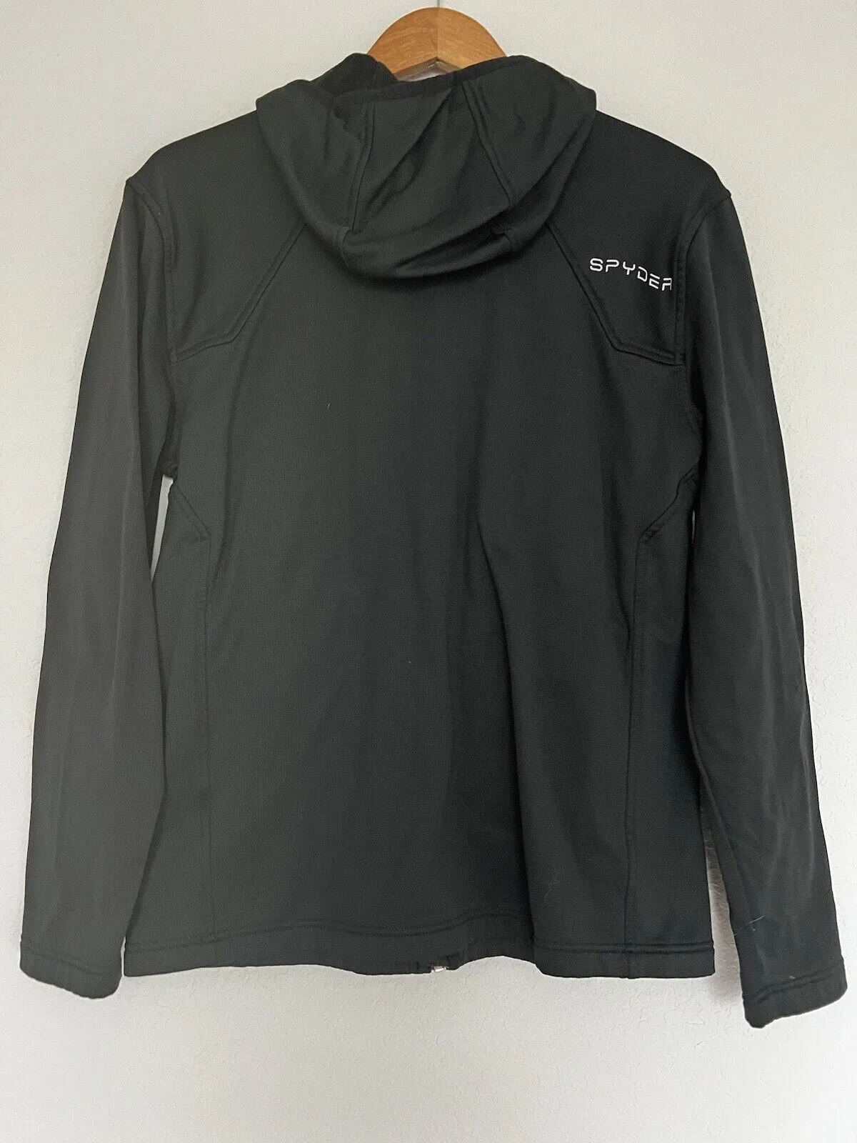 Spyder Mens Black HydroWeb Waterproof Sz M Zip Front Soft Shell Hooded Jacket