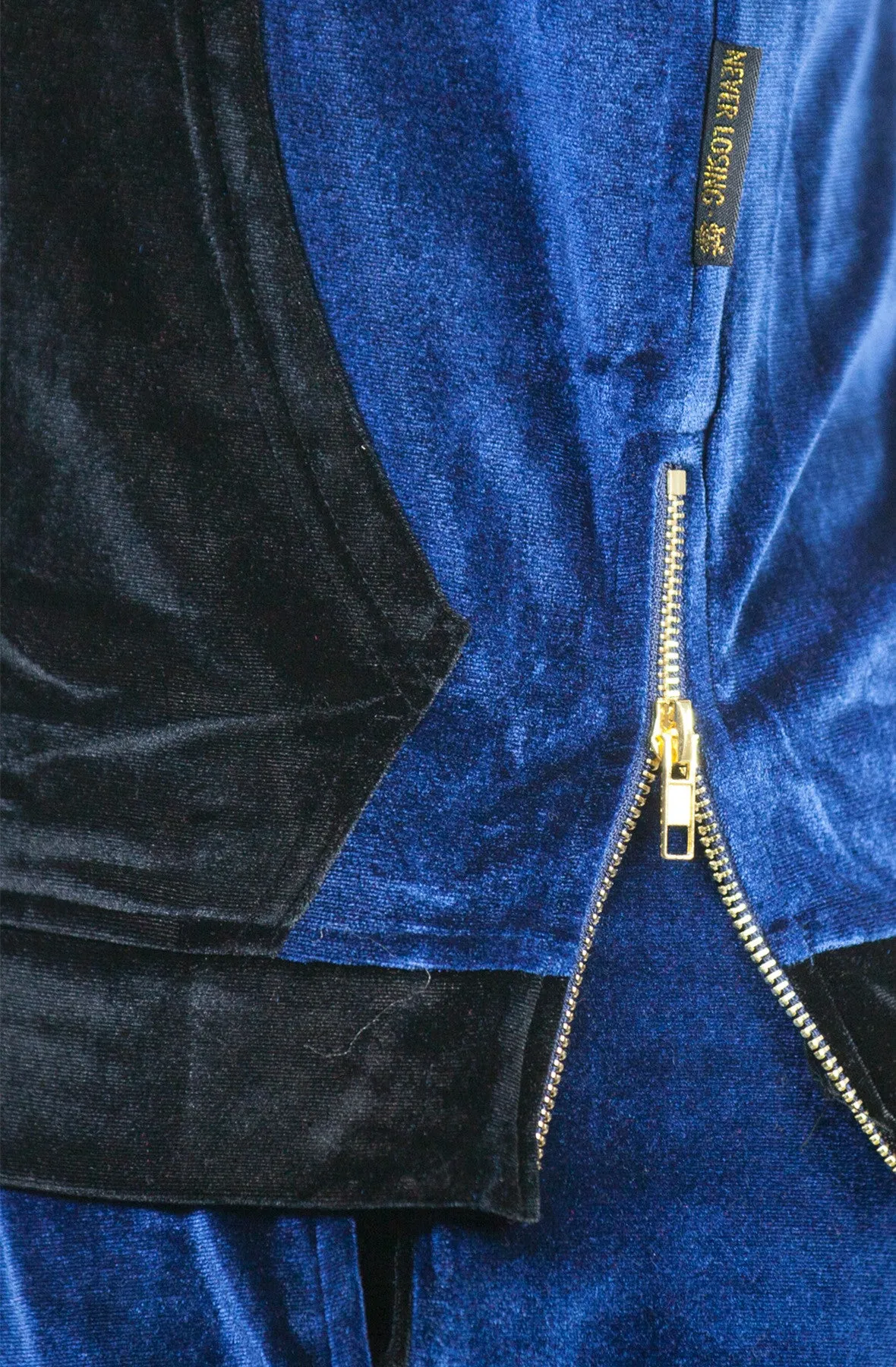 Stay Winning Embroidered Velour Blue Hoodie