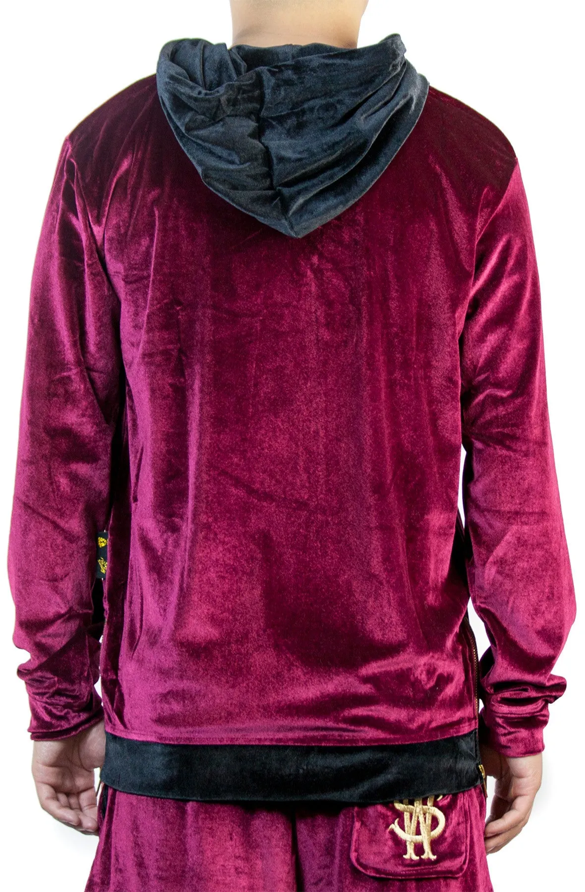 Stay Winning Embroidered Velour Maroon Hoodie