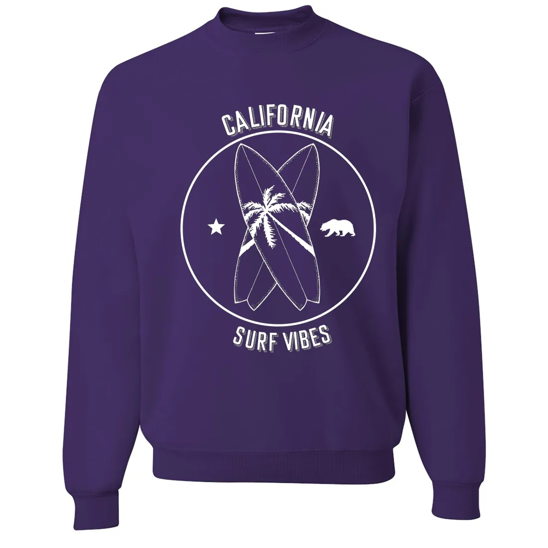 Surf Vibes White Print Crewneck Sweatshirt