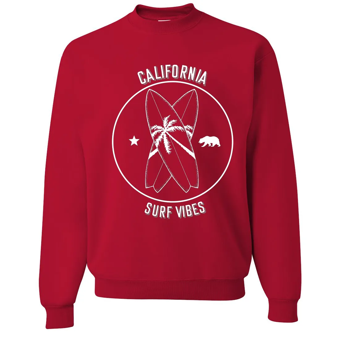 Surf Vibes White Print Crewneck Sweatshirt
