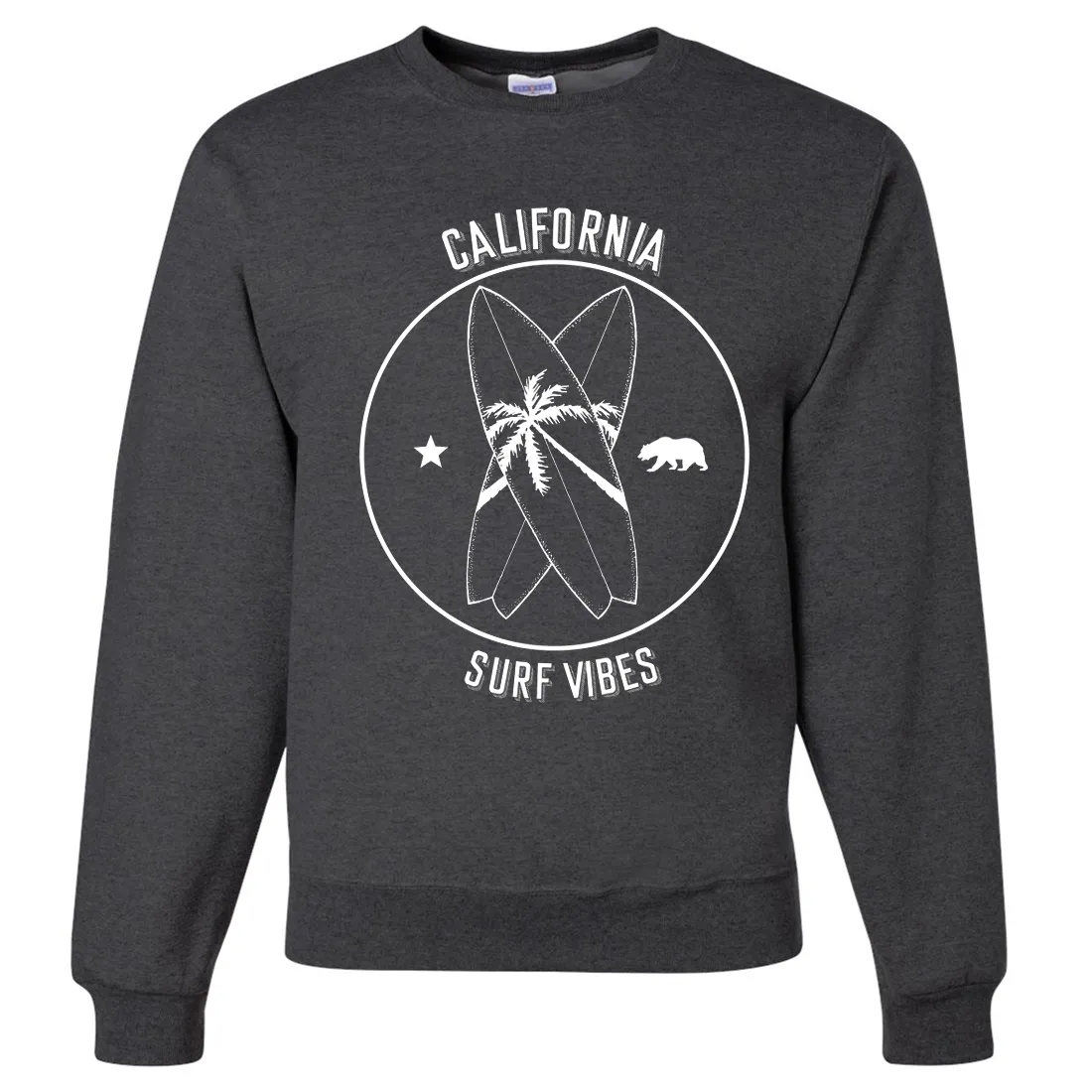 Surf Vibes White Print Crewneck Sweatshirt