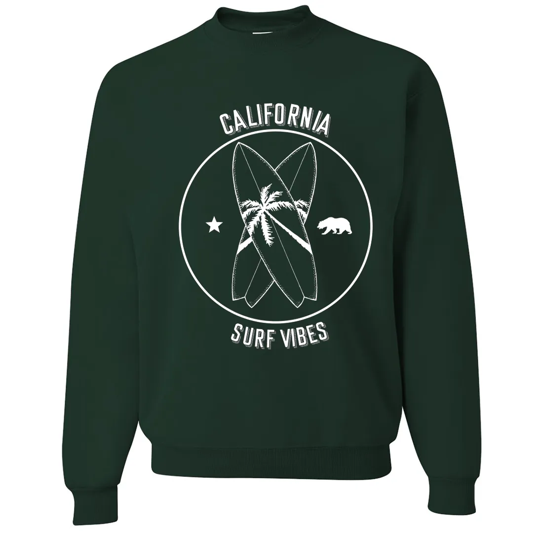 Surf Vibes White Print Crewneck Sweatshirt
