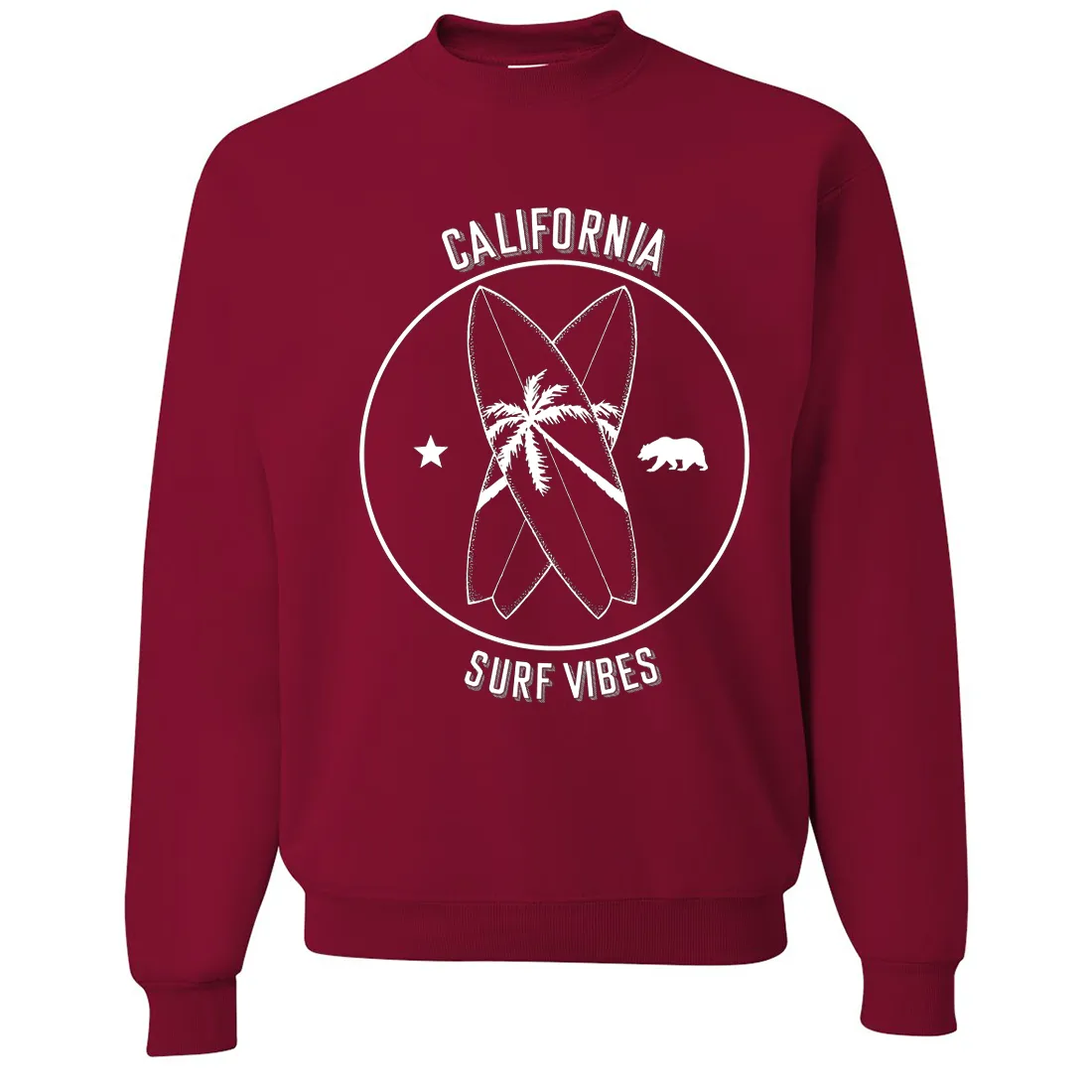 Surf Vibes White Print Crewneck Sweatshirt