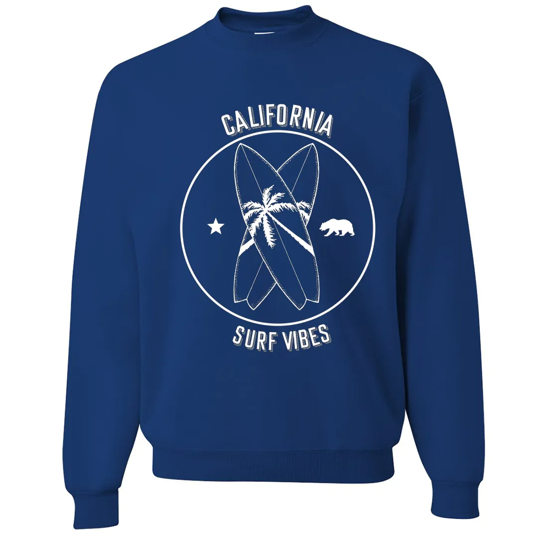 Surf Vibes White Print Crewneck Sweatshirt