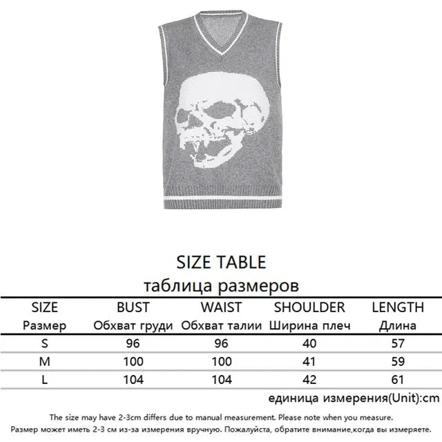 Sweaters Skulls Pullovers V Neck Knitwear Loose Casual Knitted Tops