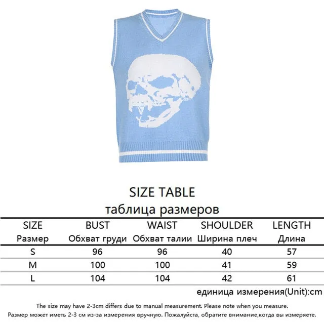 Sweaters Skulls Pullovers V Neck Knitwear Loose Casual Knitted Tops