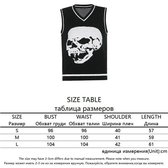 Sweaters Skulls Pullovers V Neck Knitwear Loose Casual Knitted Tops