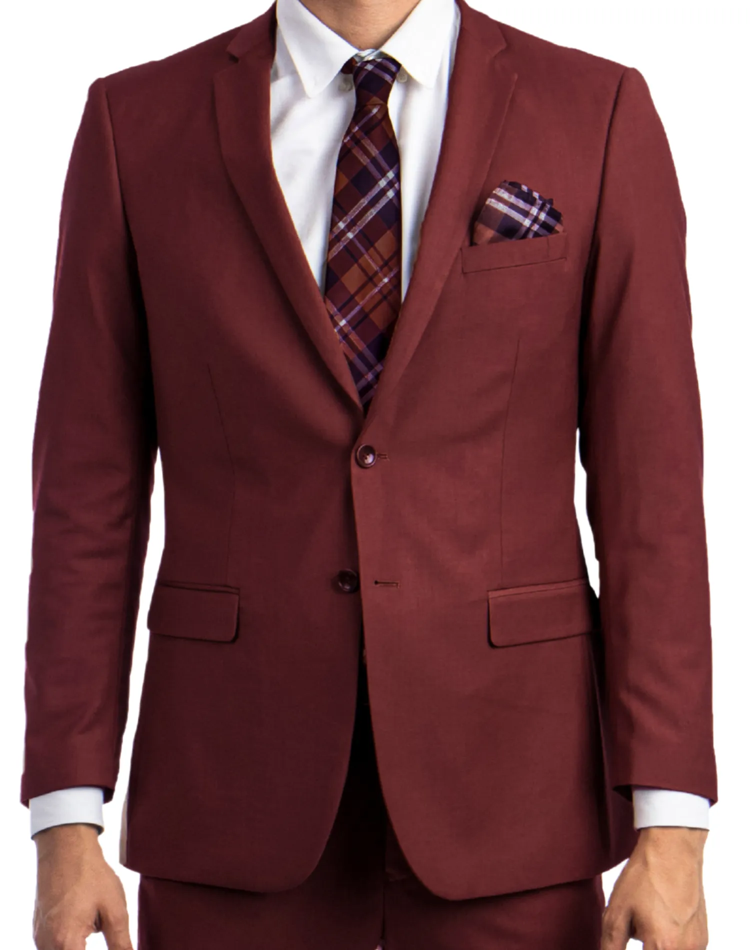 Tazzio Solid Slim Fit Suit - Burgundy
