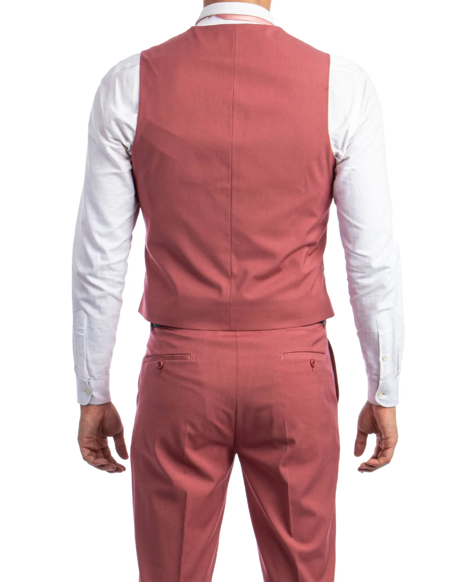 Tazzio Solid Ultra Slim Fit Vested Suit - Coral