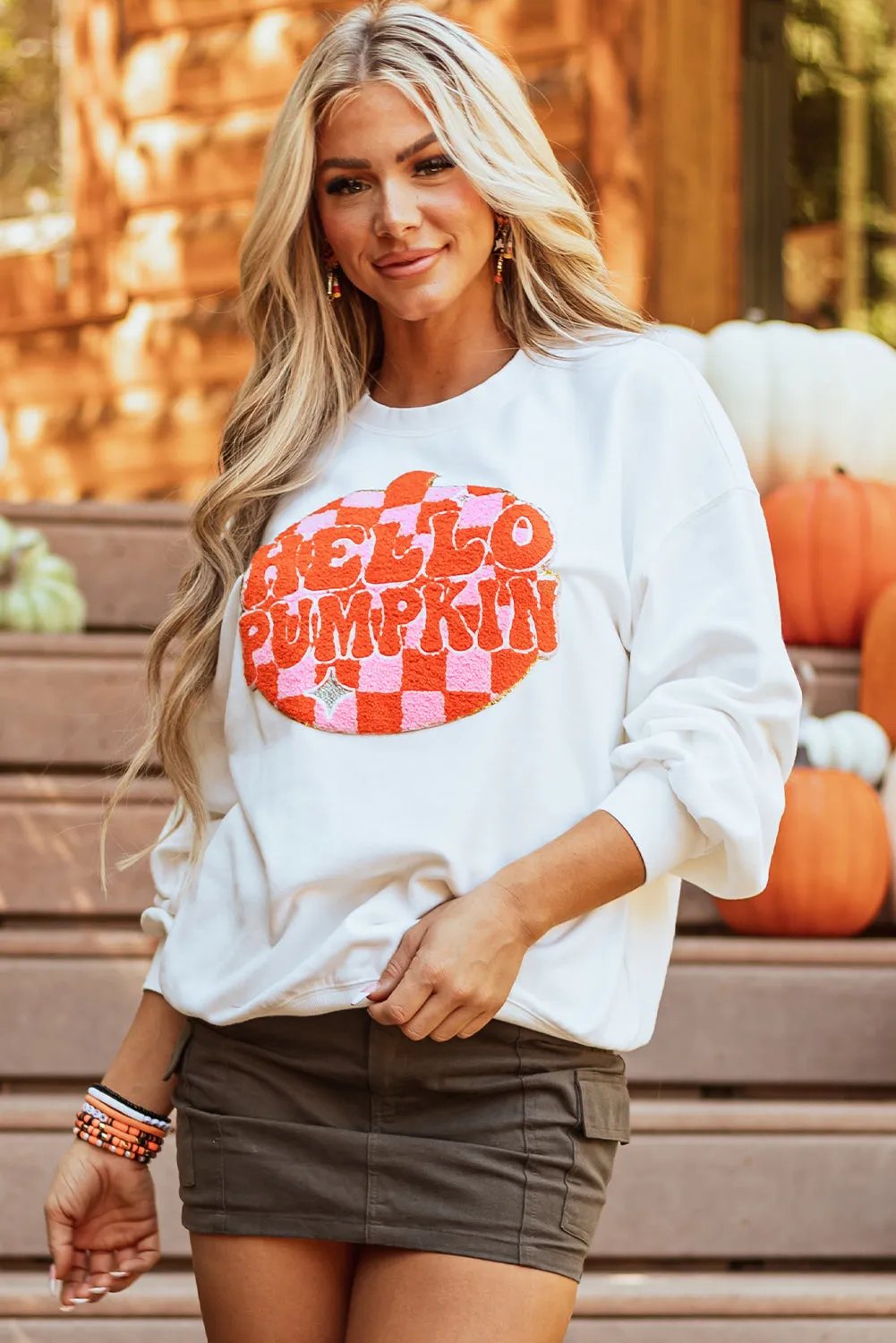 Terry Halloween Pumpkin Pullover Sweatshirt