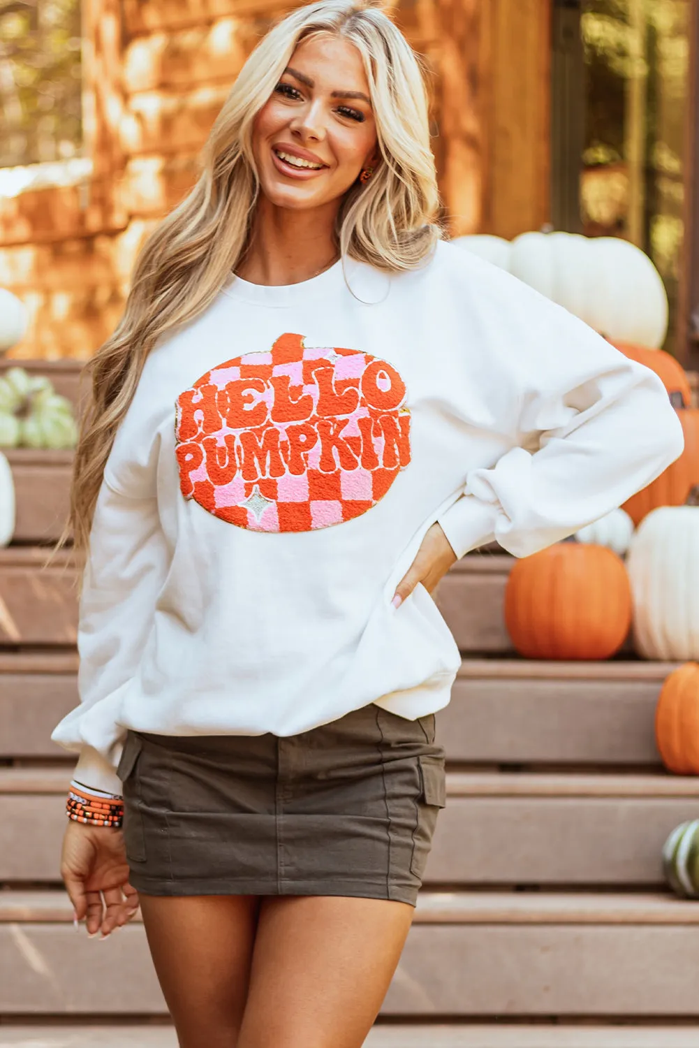 Terry Halloween Pumpkin Pullover Sweatshirt
