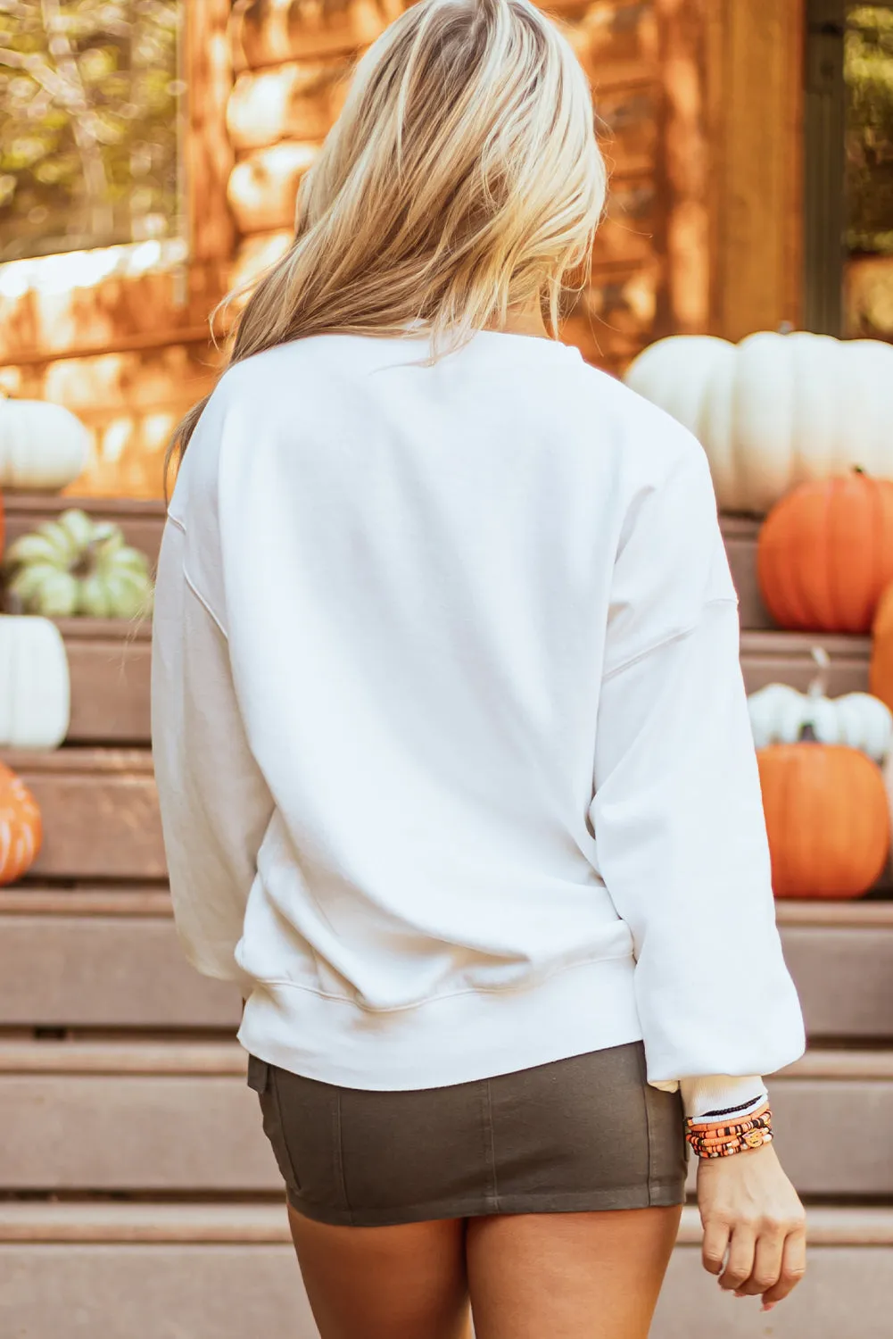 Terry Halloween Pumpkin Pullover Sweatshirt