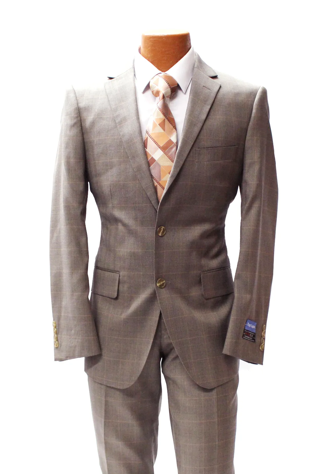 Top Lapel Khaki Vintage Modern Fit Suit