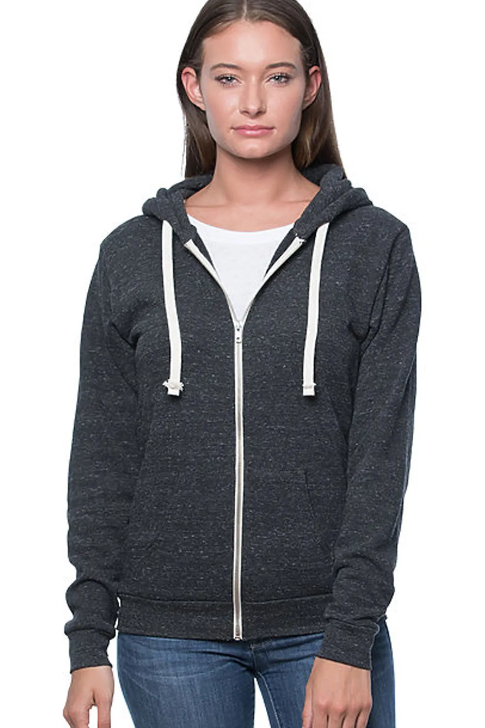 UNISEX TRIBLEND FLEECE ZIP HOODIE - White Flag (Made in the USA)