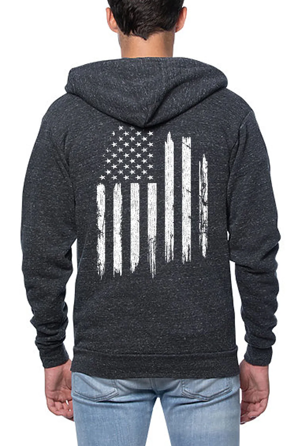 UNISEX TRIBLEND FLEECE ZIP HOODIE - White Flag (Made in the USA)