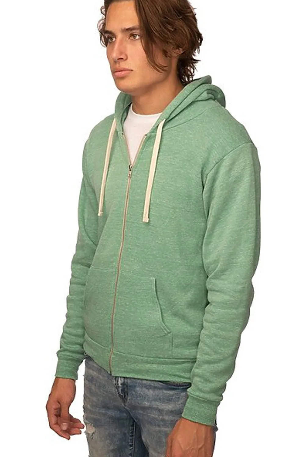 UNISEX TRIBLEND FLEECE ZIP HOODIE - White Flag (Made in the USA)