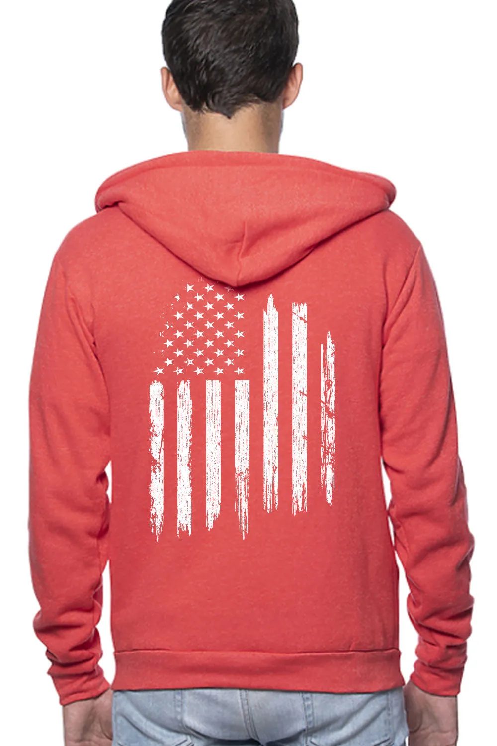 UNISEX TRIBLEND FLEECE ZIP HOODIE - White Flag (Made in the USA)