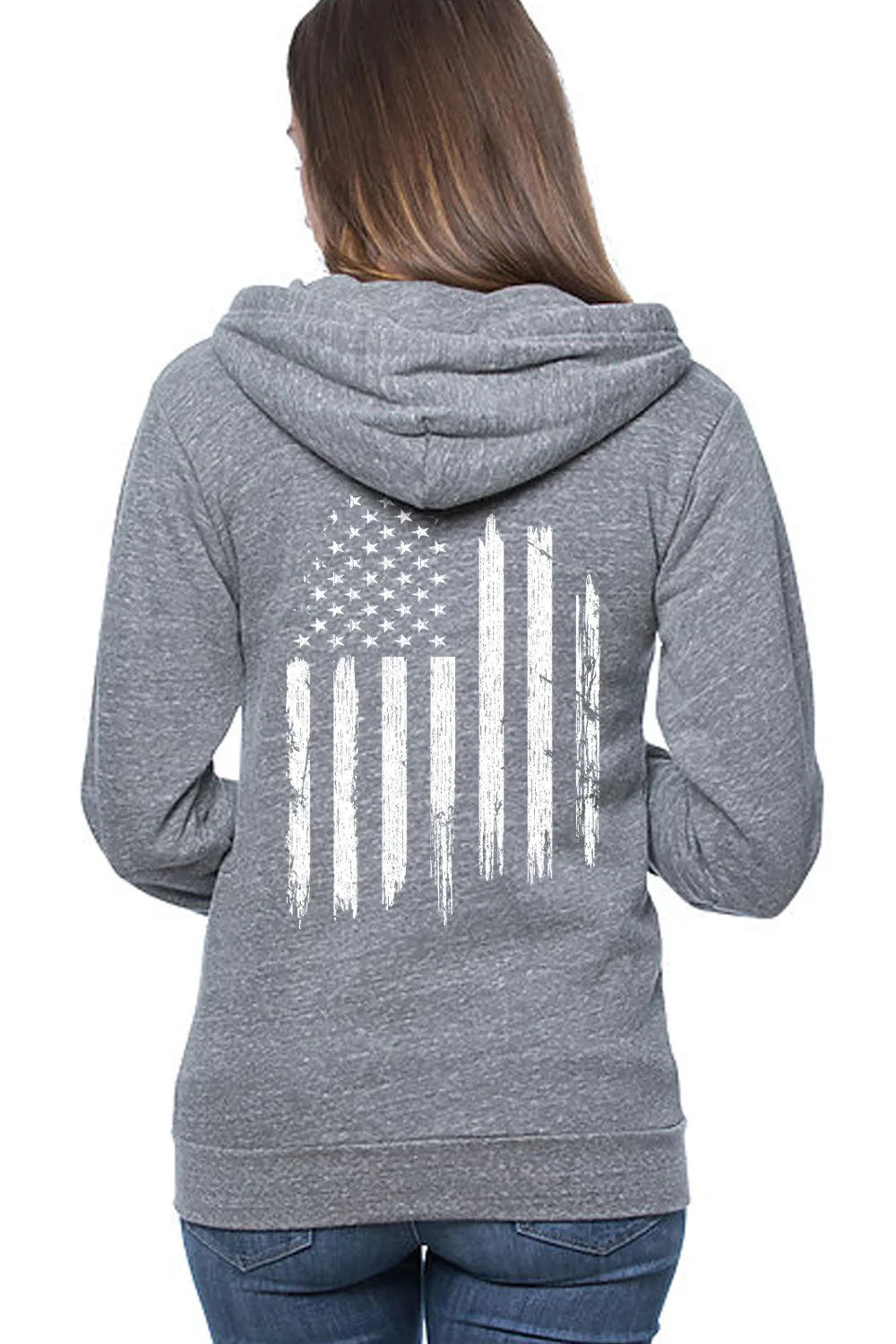 UNISEX TRIBLEND FLEECE ZIP HOODIE - White Flag (Made in the USA)
