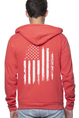 UNISEX TRIBLEND FLEECE ZIP HOODIE - White Flag (Made in the USA)