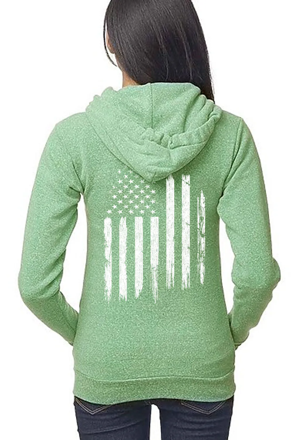 UNISEX TRIBLEND FLEECE ZIP HOODIE - White Flag (Made in the USA)
