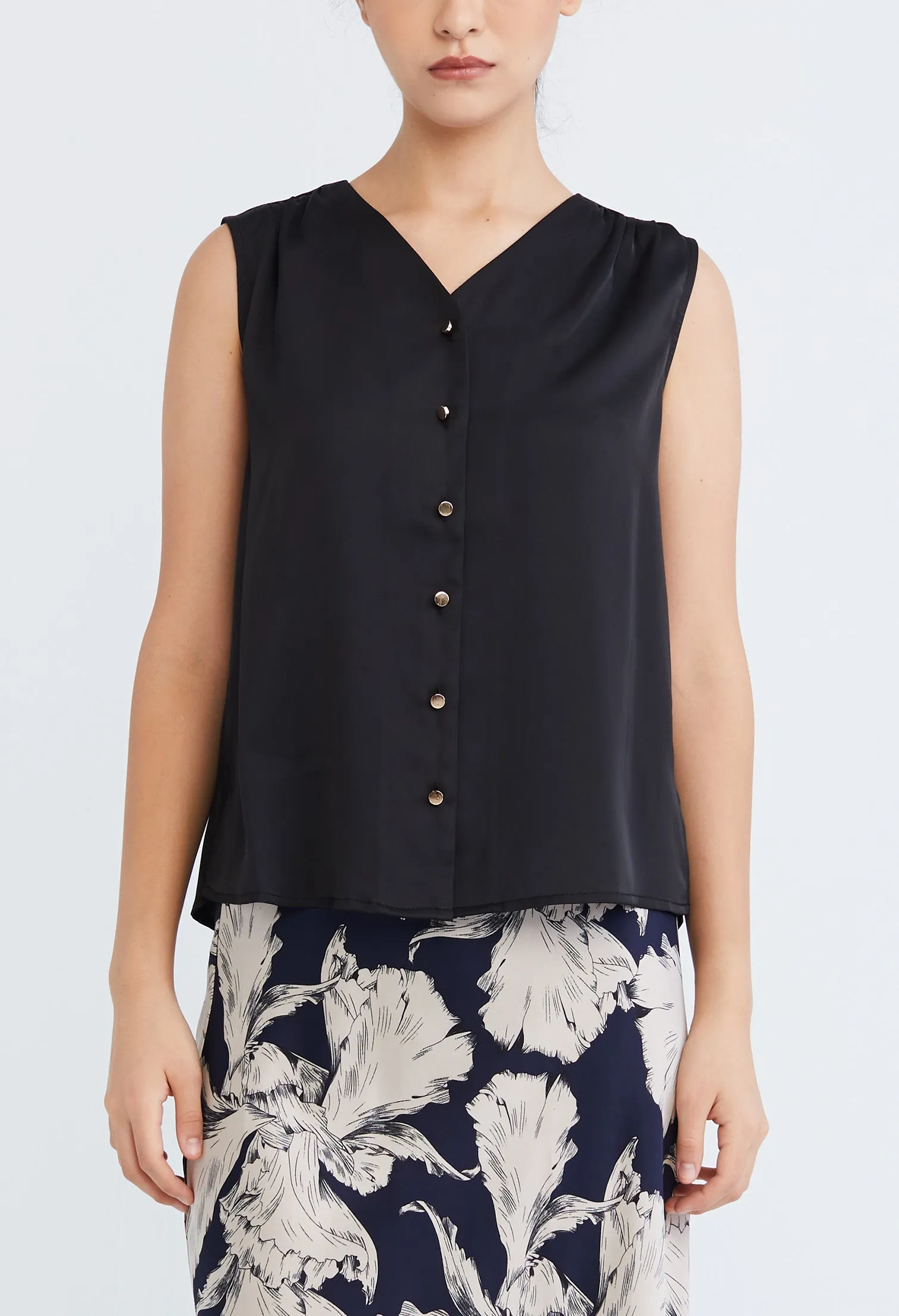 V-Neck Buttoned Vest Top