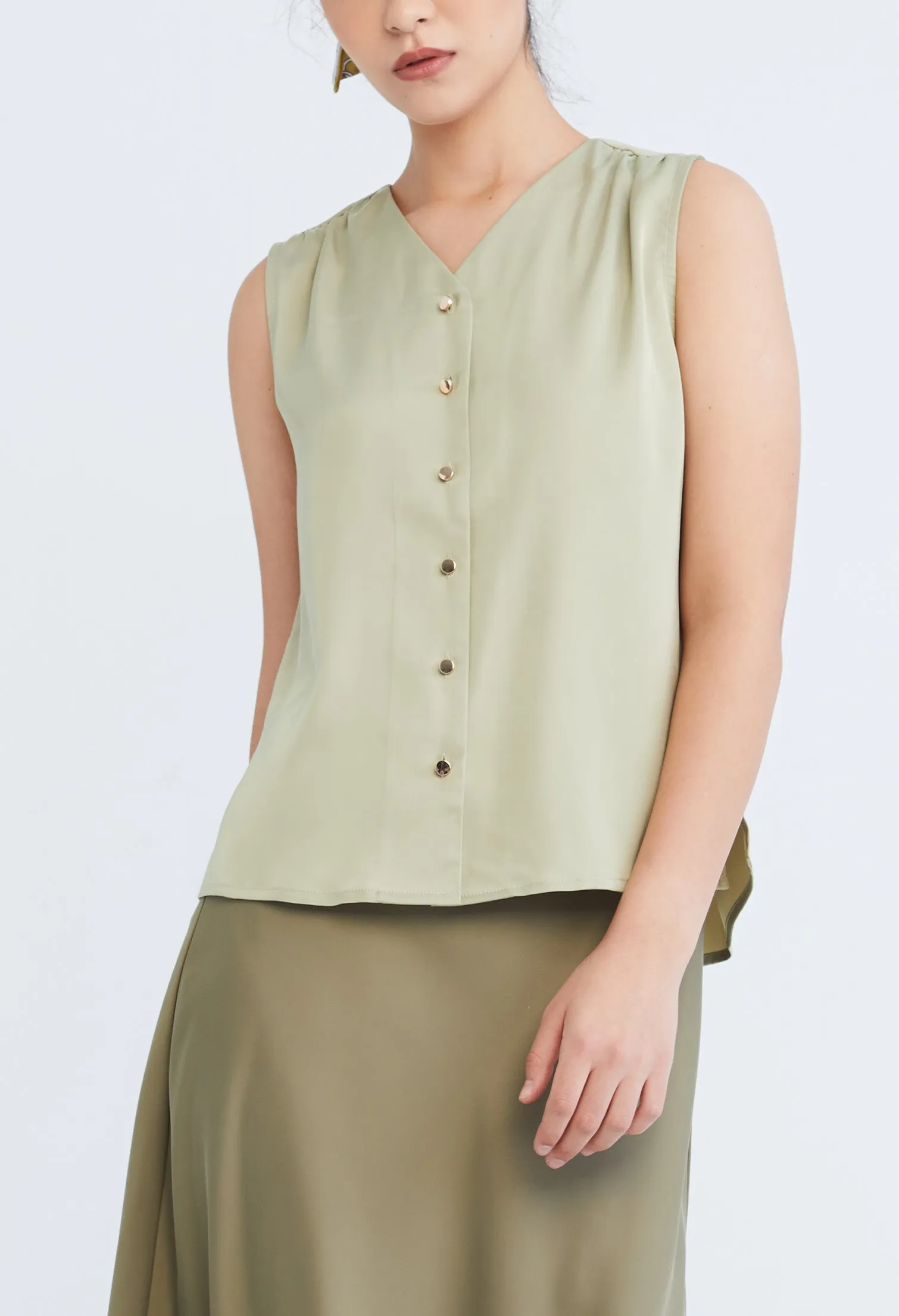 V-Neck Buttoned Vest Top