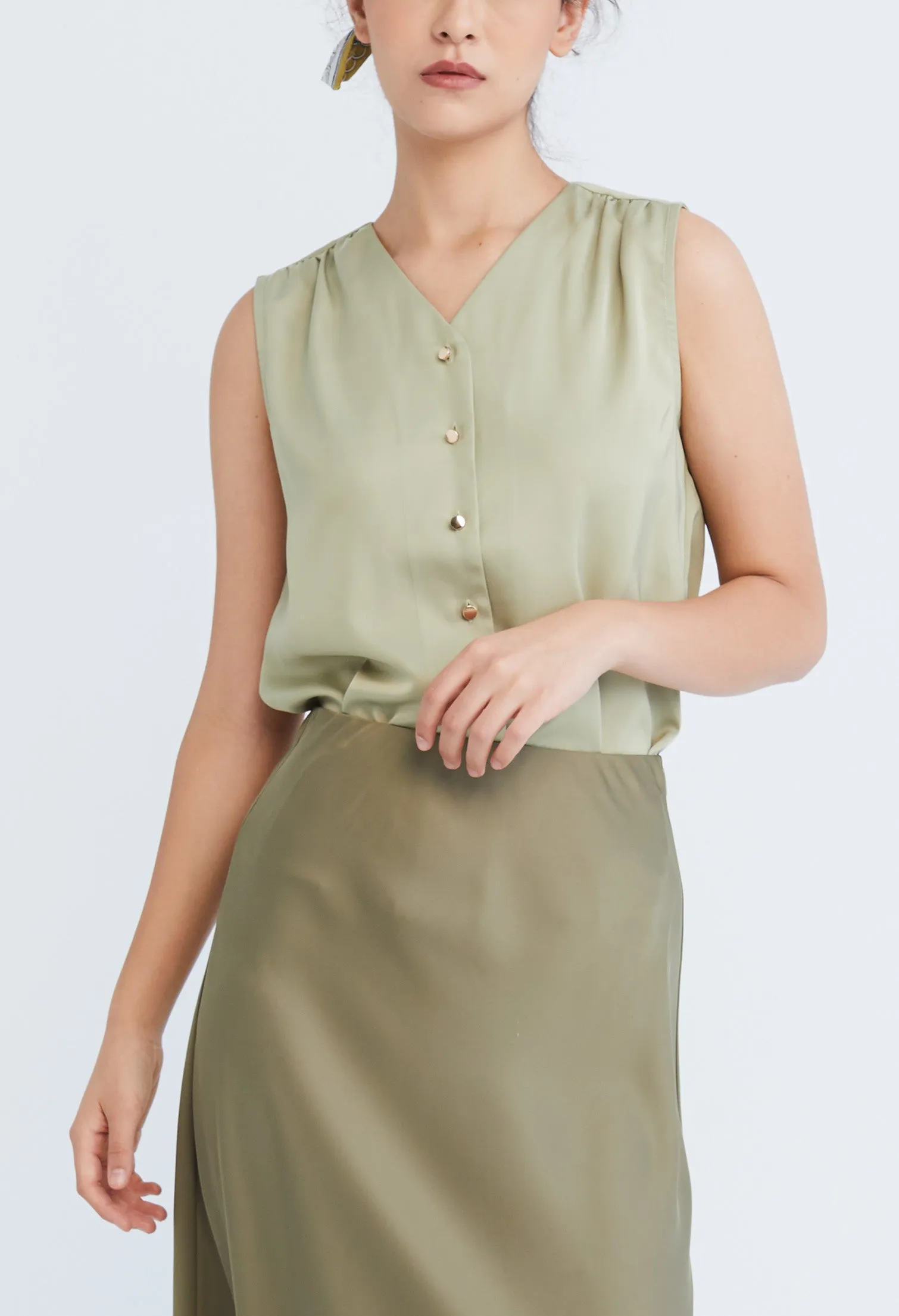 V-Neck Buttoned Vest Top