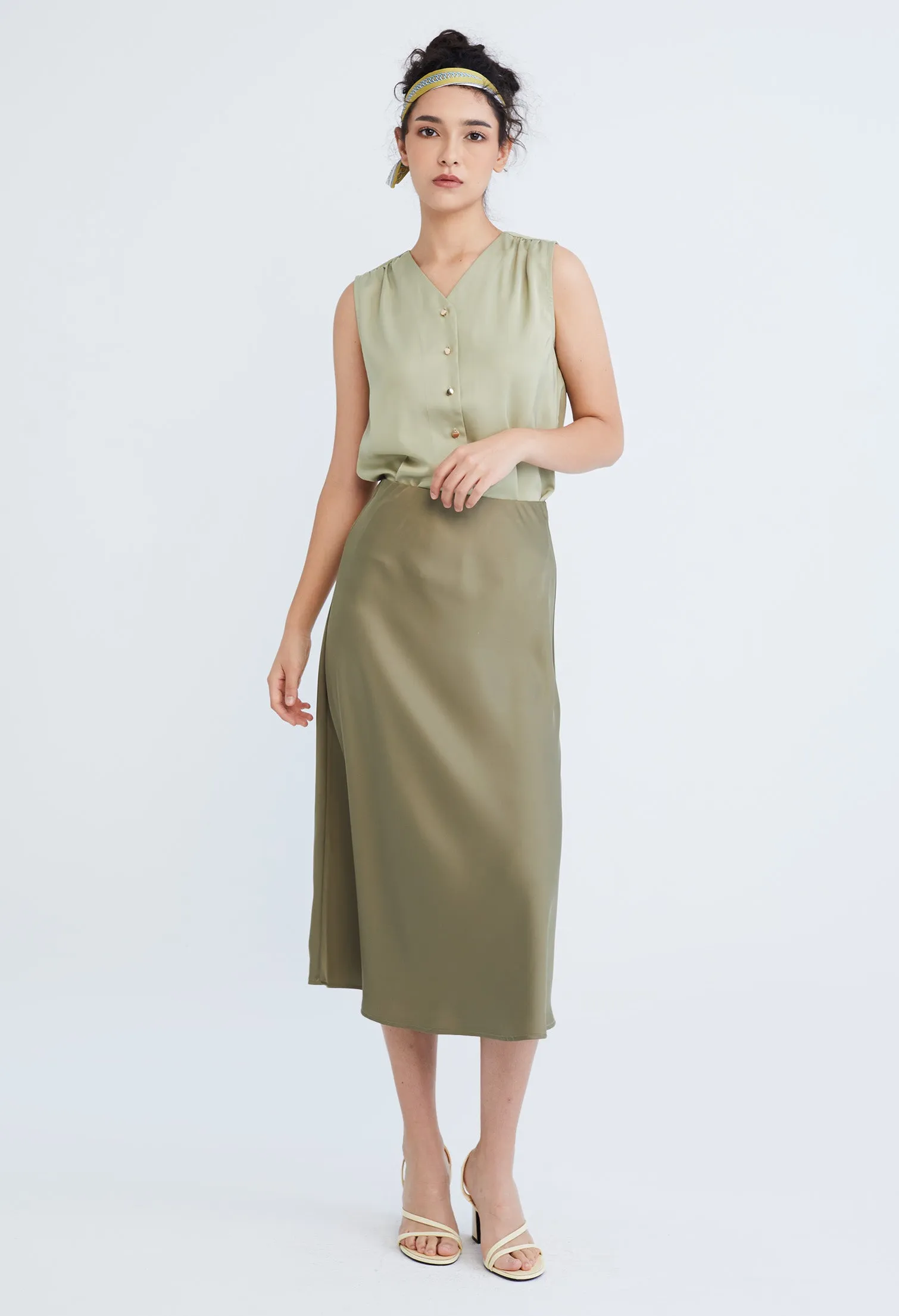 V-Neck Buttoned Vest Top
