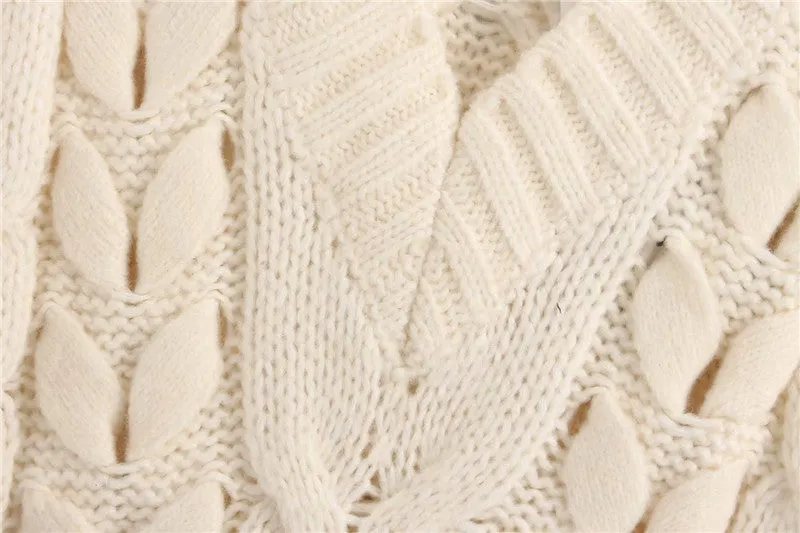 V-neck Knit Lacing Hollow-out Sweaters