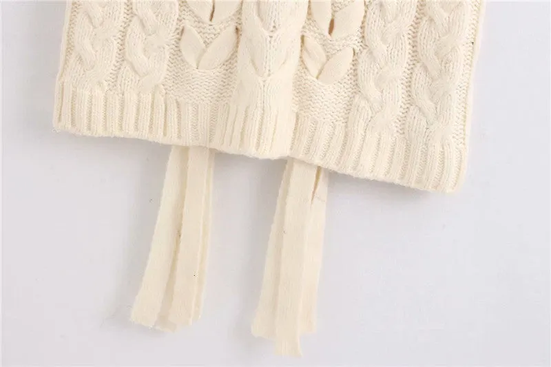 V-neck Knit Lacing Hollow-out Sweaters