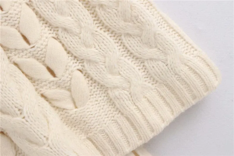 V-neck Knit Lacing Hollow-out Sweaters