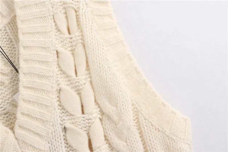 V-neck Knit Lacing Hollow-out Sweaters