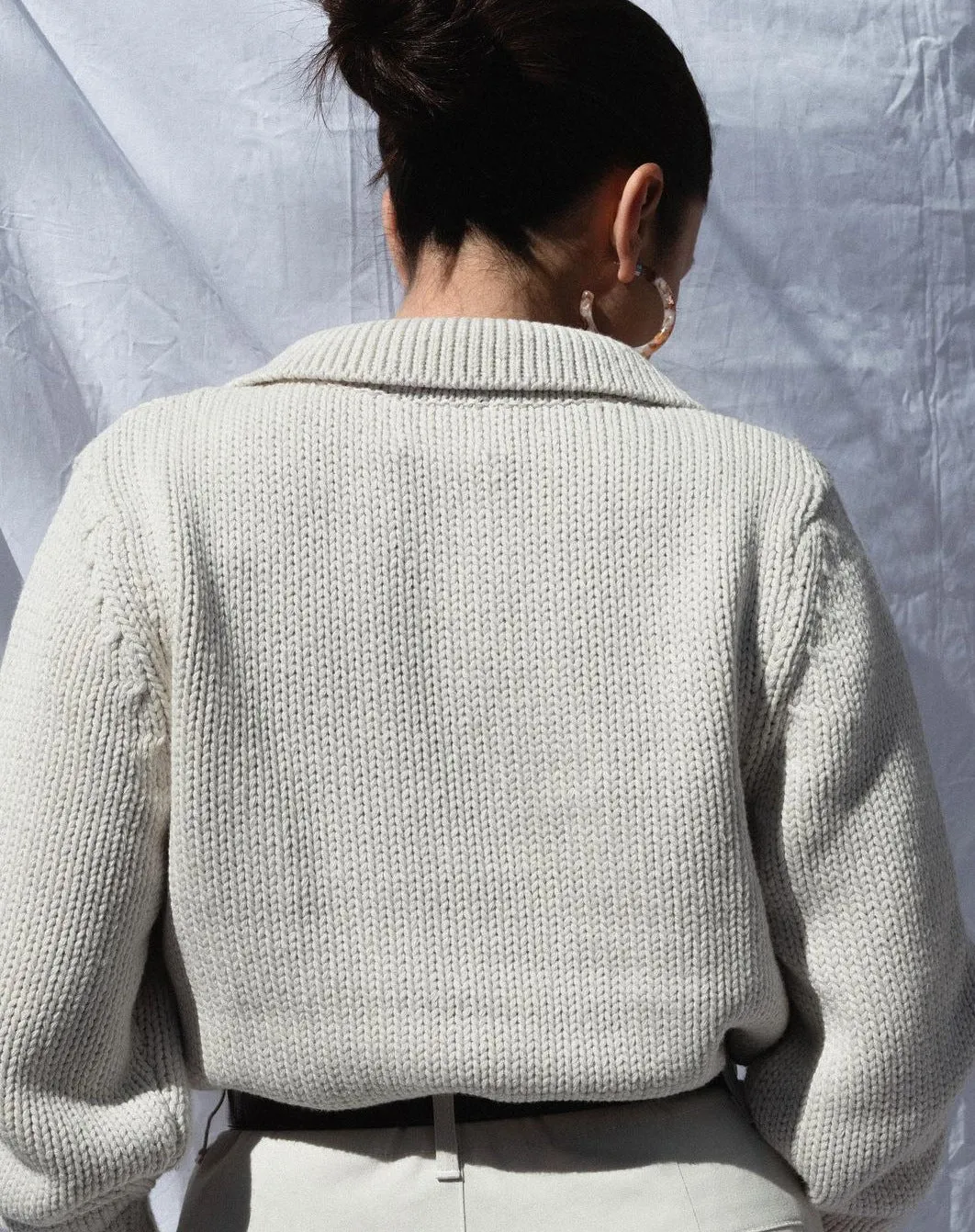 V-neck Knit Pile Collar Polo Sweaters Top