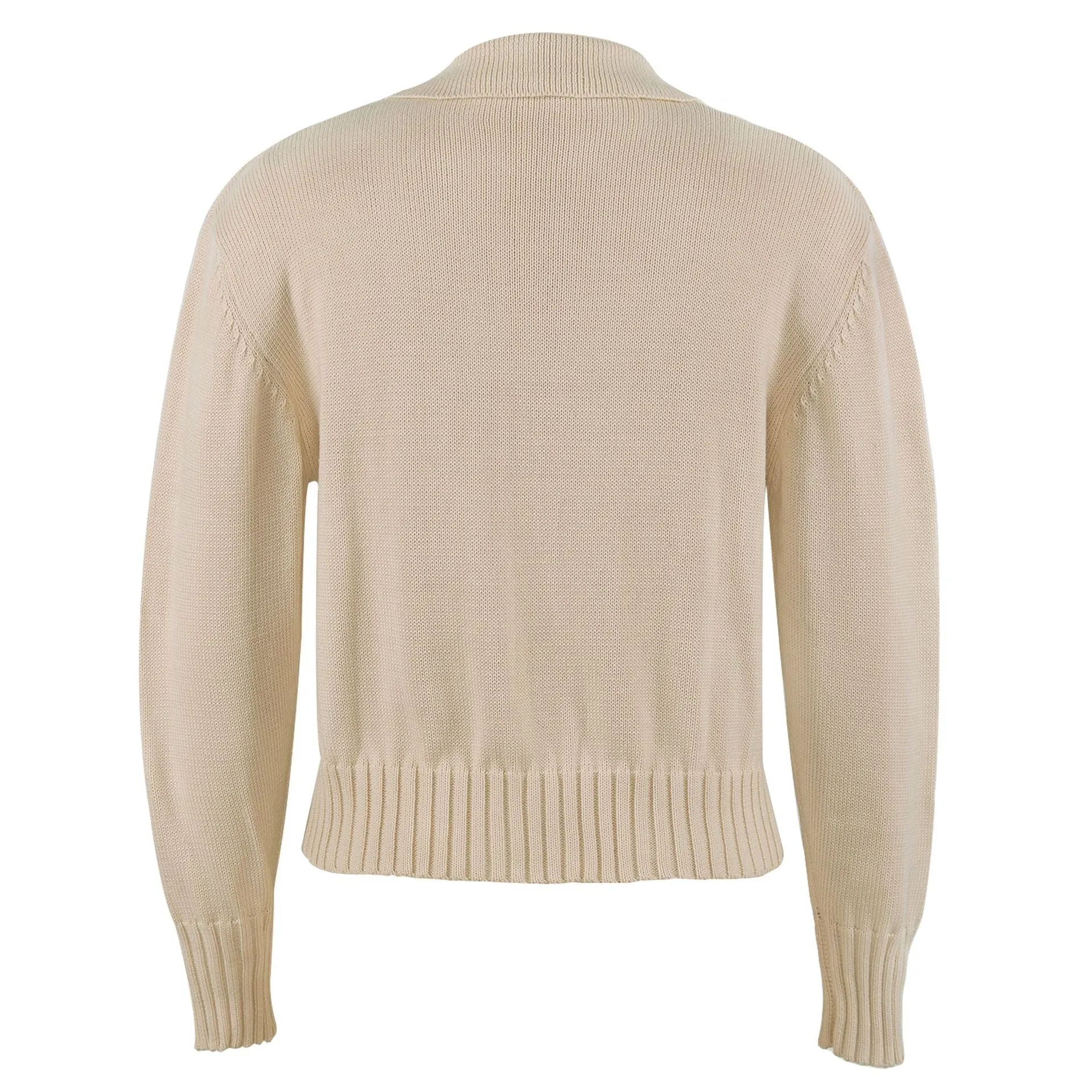 V-neck Knit Pile Collar Polo Sweaters Top