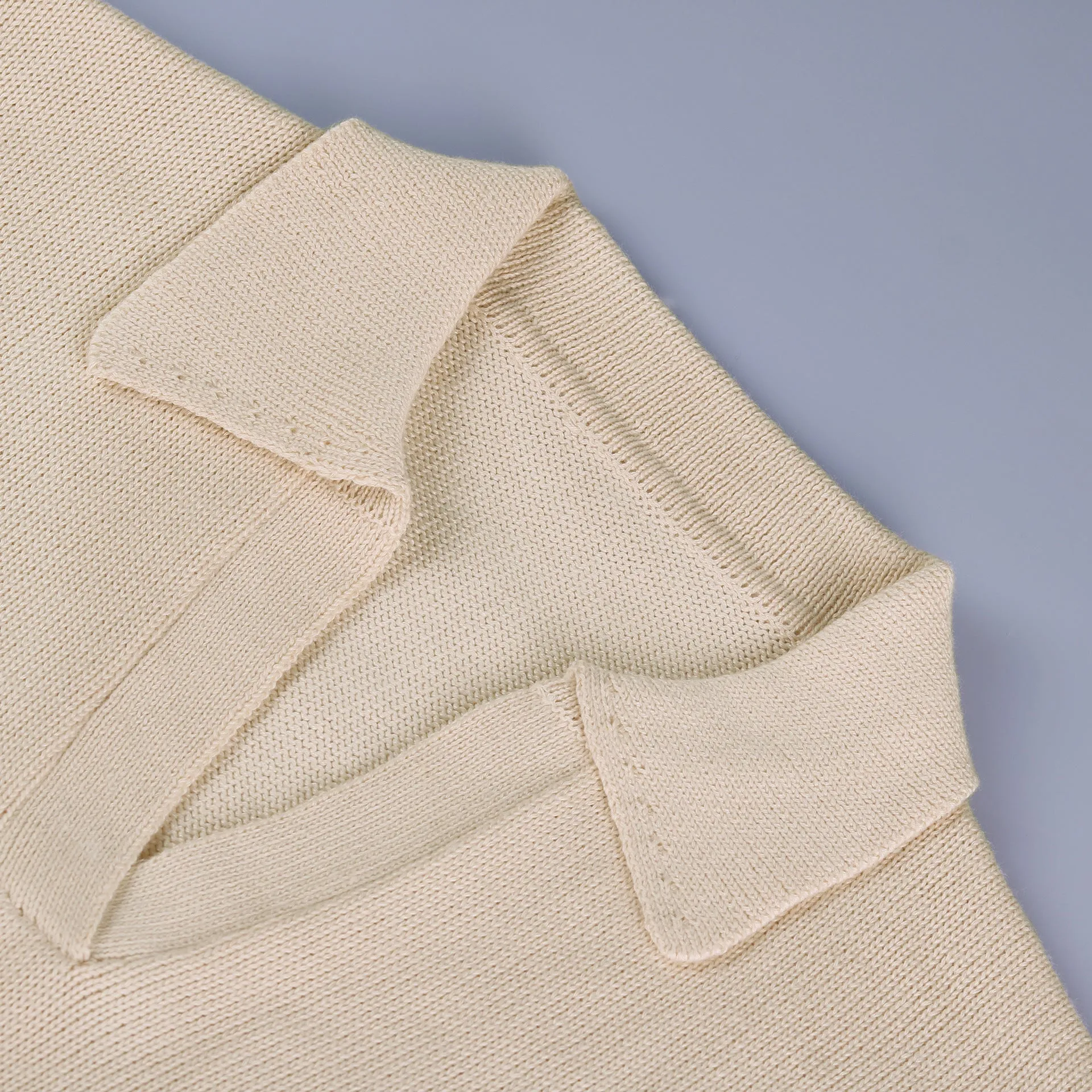 V-neck Knit Pile Collar Polo Sweaters Top