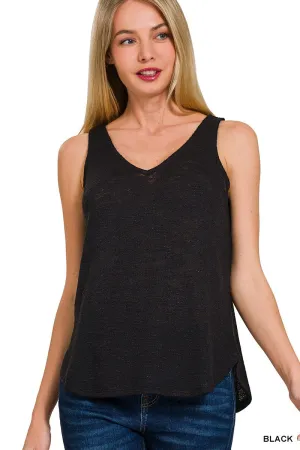 V NECK SLUB HACCI CAMI TOP