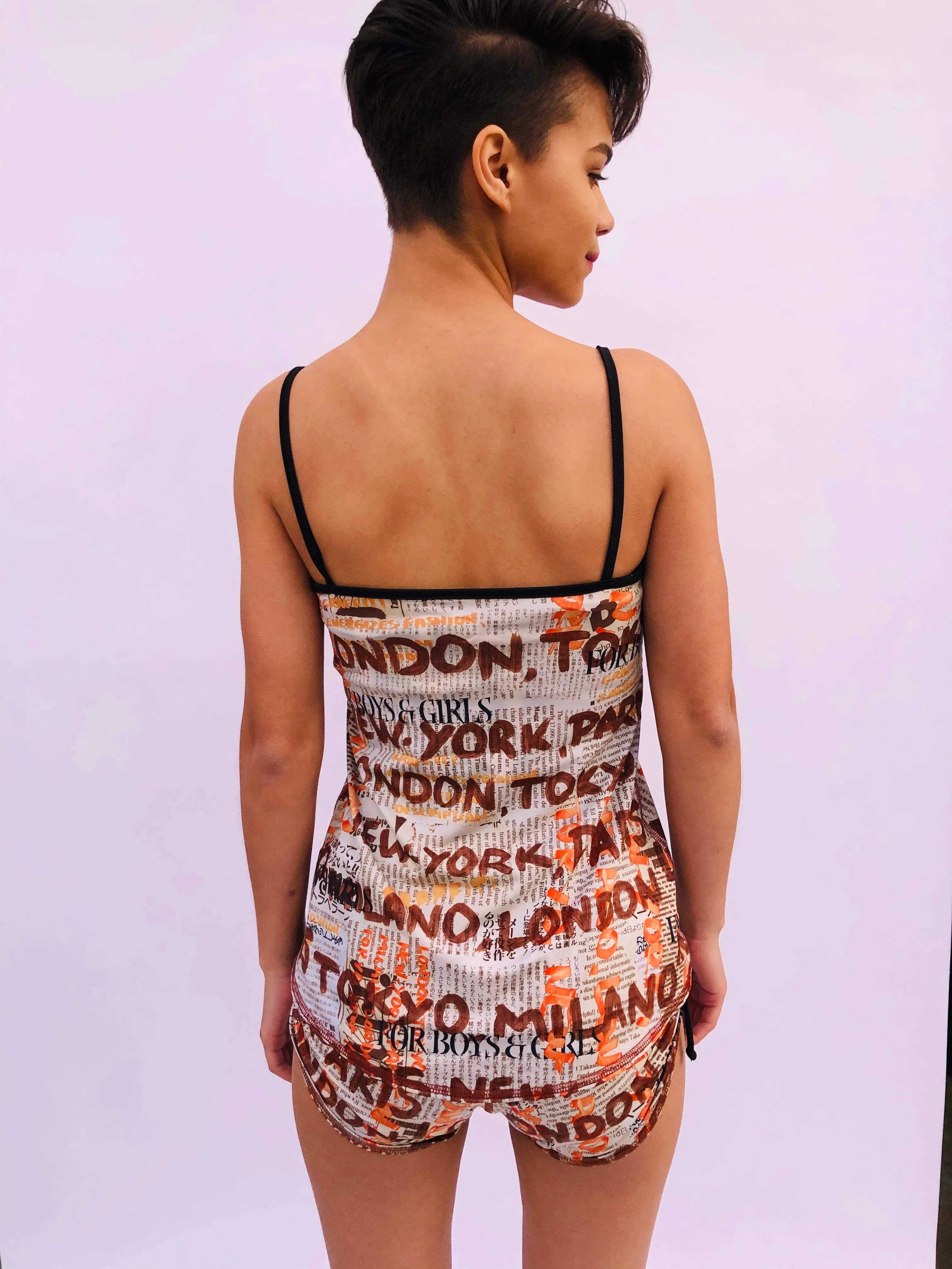 V NECK SPAGHETTI STRAP TOP TOKYO/ANIMAL PRINT