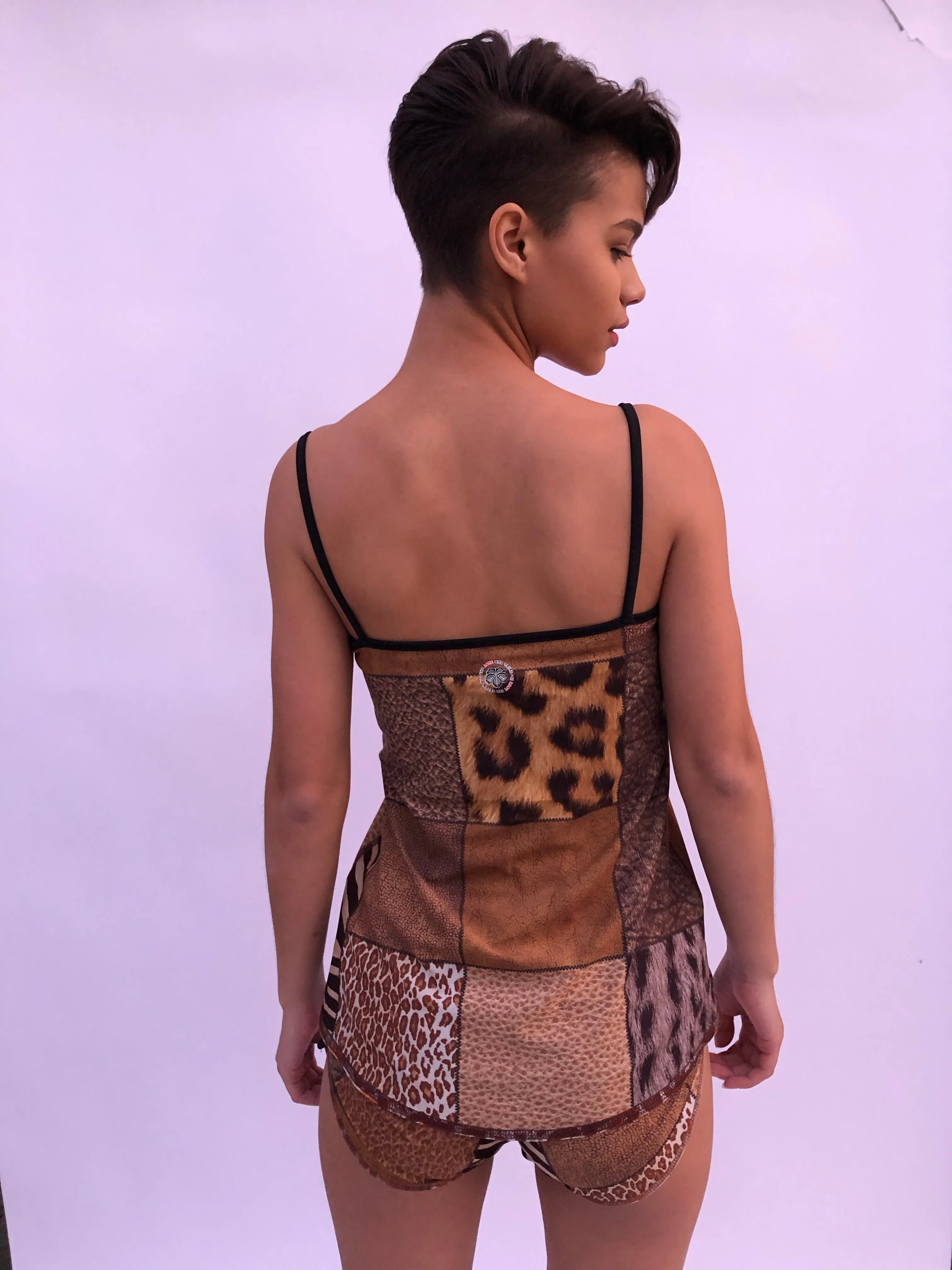 V NECK SPAGHETTI STRAP TOP TOKYO/ANIMAL PRINT