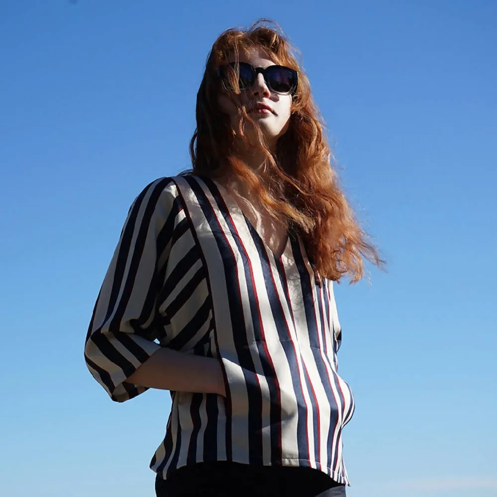 V-Neck Stripe Top
