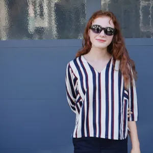 V-Neck Stripe Top