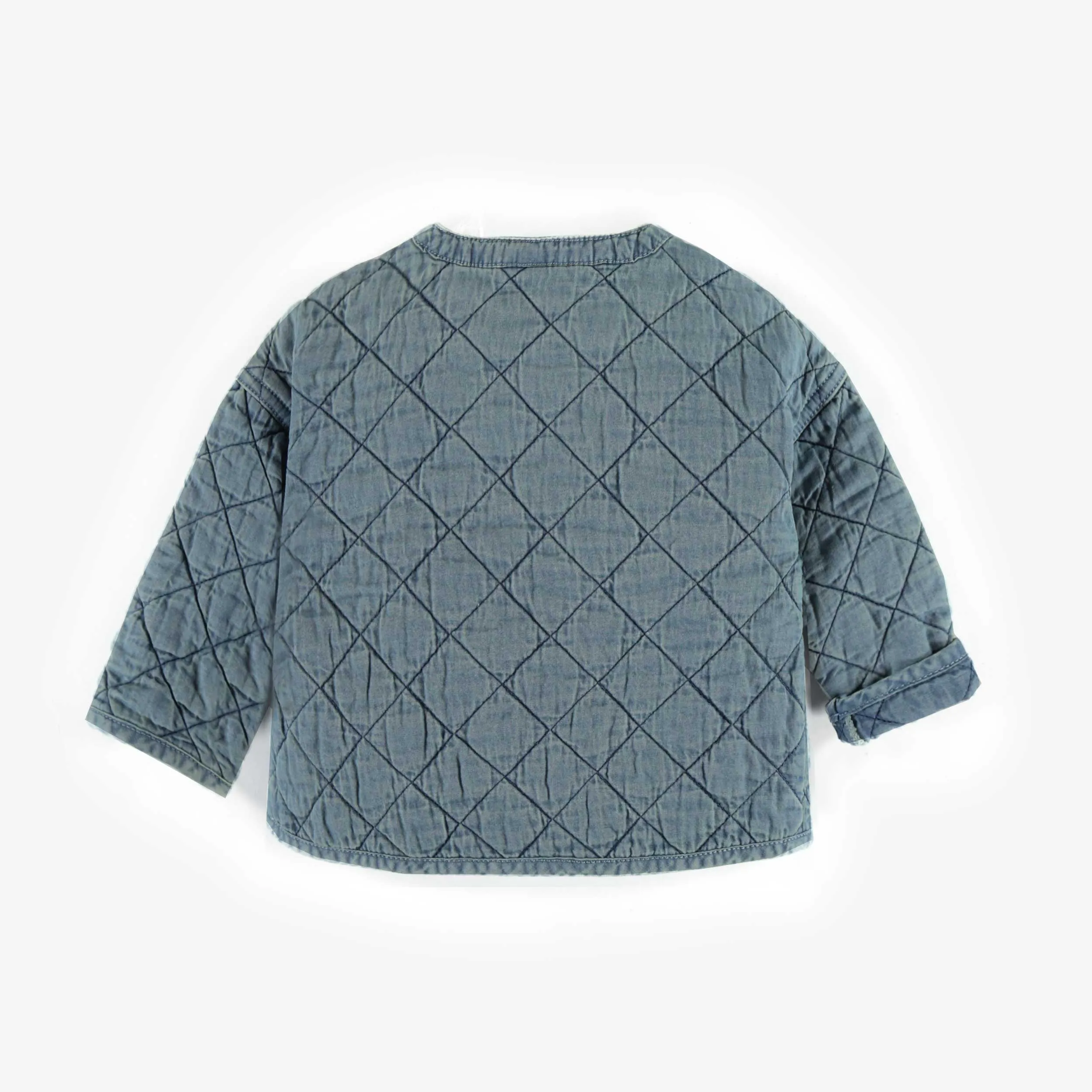 Veste en denim matelassé, naissance || Vest in quilted denim, newborn
