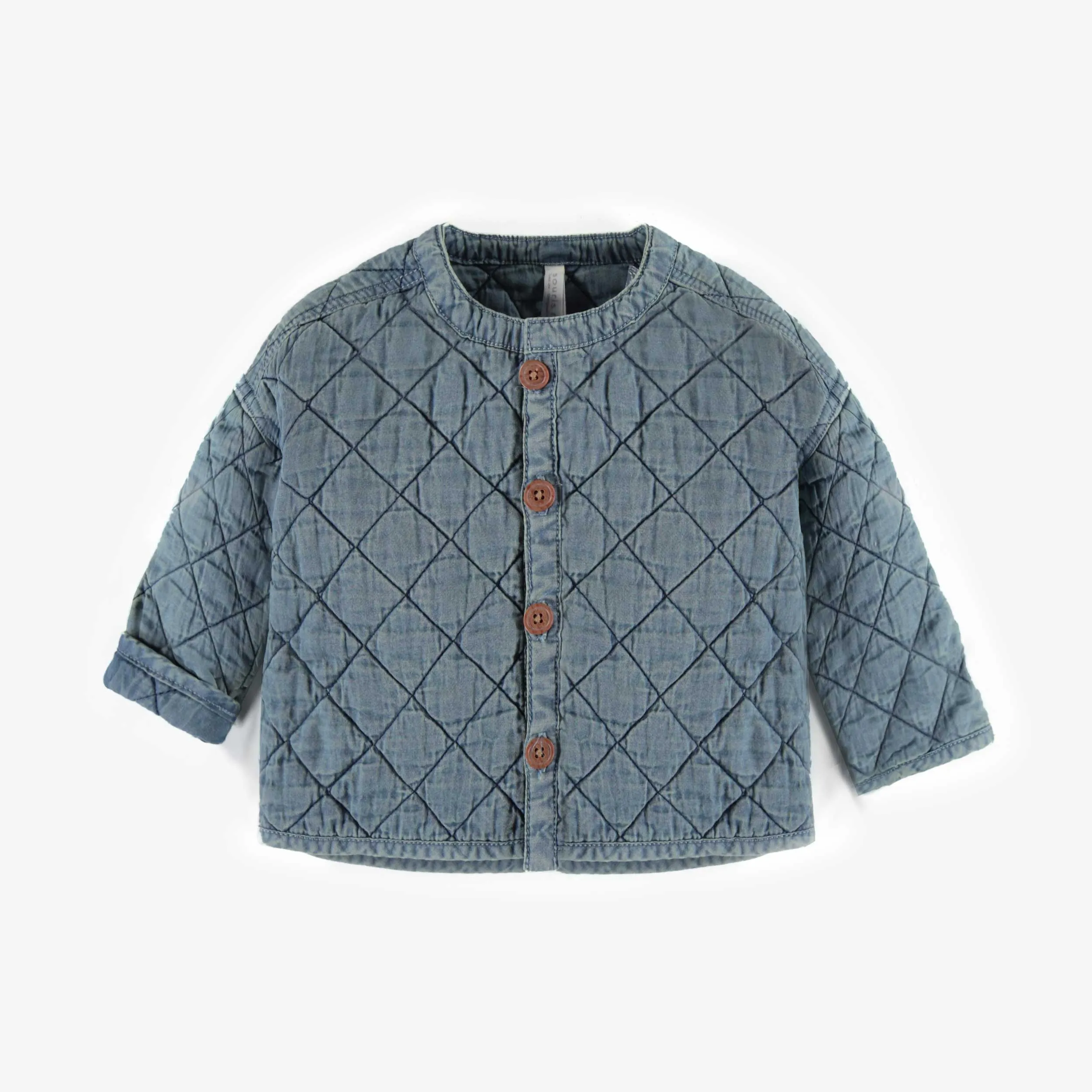 Veste en denim matelassé, naissance || Vest in quilted denim, newborn