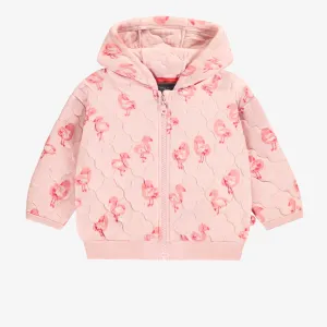Veste rose en jersey matelassé à motifs, bébé || Pink quilted jersey jacket with patterns, baby