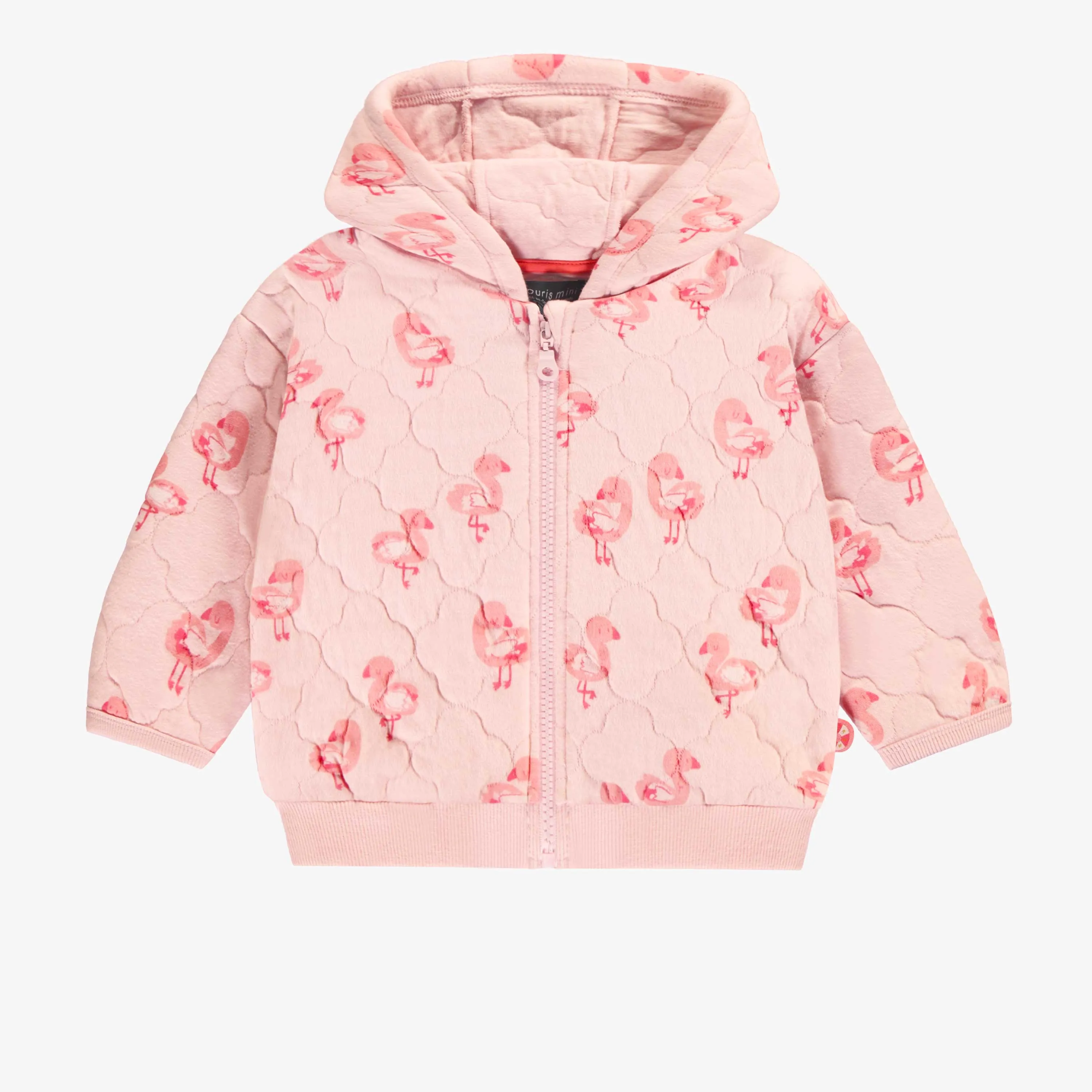 Veste rose en jersey matelassé à motifs, bébé || Pink quilted jersey jacket with patterns, baby