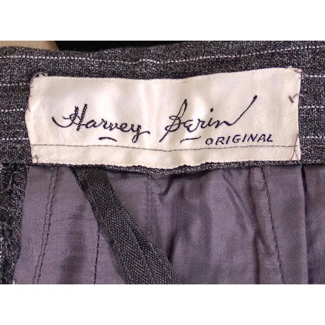 Vintage Ladies Suit Charcoal Gray Pinstripe Harvey Berin 1950s Small