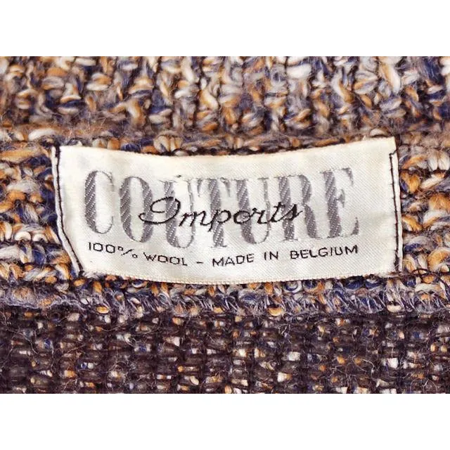 Vintage Mohair Skirt Suit Charcoal/ Gold Tweed Couture Belgium 1970s Womens Medium